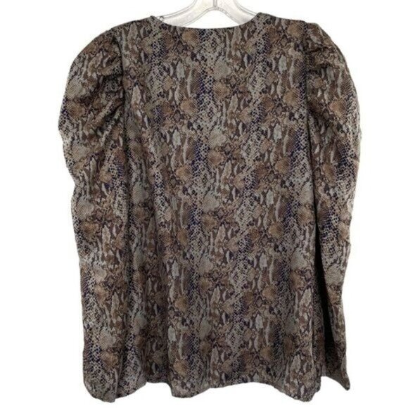 Adrienne Snakeskin Print Puff Balloon Sleeve Blouse Mobwife Top - Picture 8 of 10